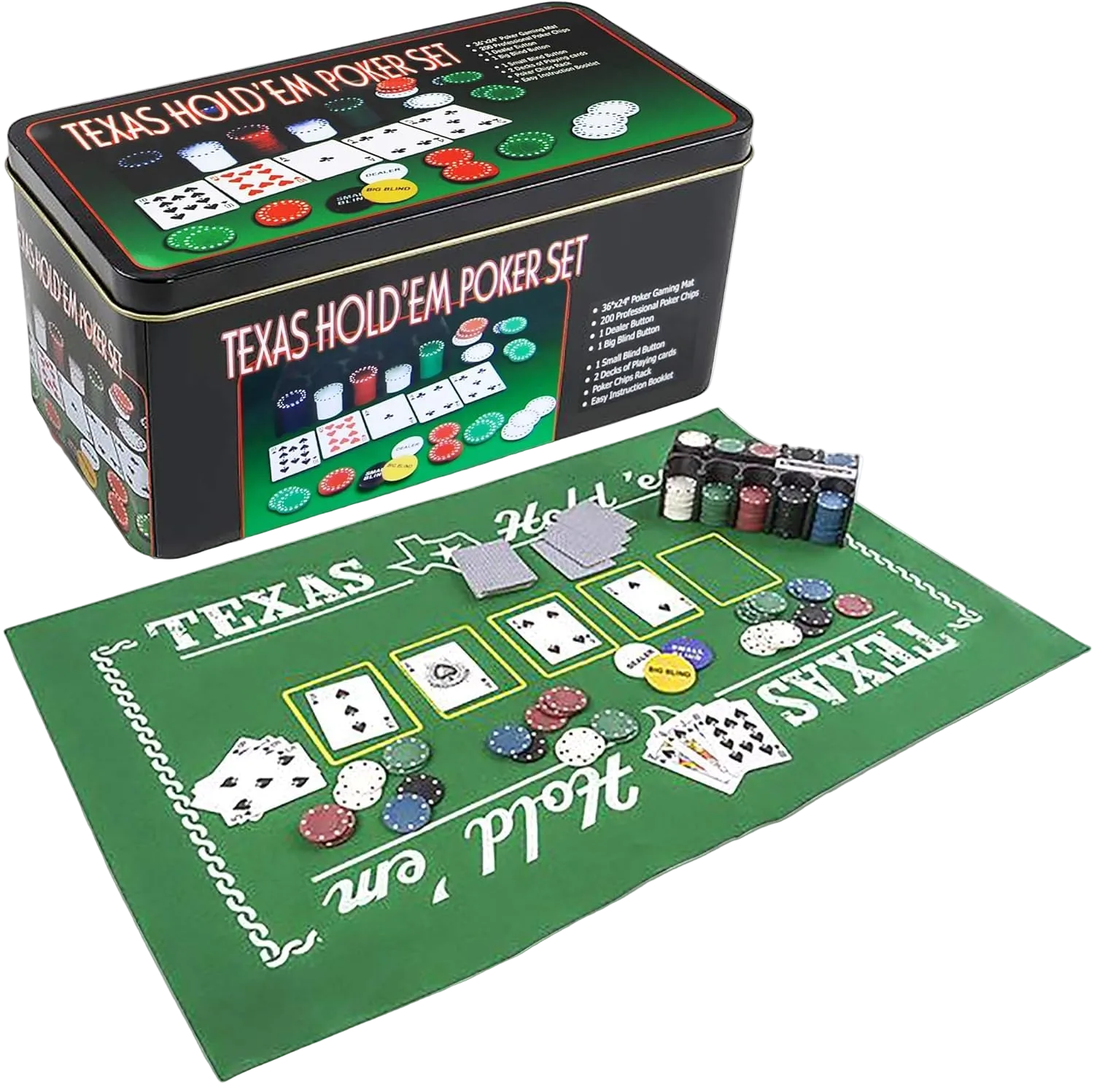 Texas Hold'em Poker Set in Tin Case